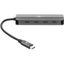 Goobay USB centrmezgls, 76565, 4 x USB-C 3.2, 10 Gbit/s, alumīnija/plastmasas korpuss, plāns dizains