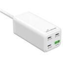 Mediarange įkroviklis MRMA124 100W, 1.5m maitinimo laidas, 3 USB-C, 1 USB-A, greitas įkrovimas, baltas