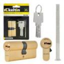 Keltin Luku silinder K02606, 30/30 mm, harjatud messing, 3 v&otilde;tit, 25 000 ts&uuml;klit, alumiinium, ZnAl sulam, kinnituskruvi kaasas