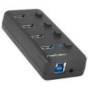 Natec USB keskjaam Mantis 2 NHU-1557, 4xUSB 3.0 A, 1xUSB B, 230V, l&uuml;litid, toiteallikas