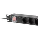 Lanberg toitejaotusseade PDU 19" 1U PDU-08F-0200-BK, 16A, 2m, 8X Schuko, 4000W, must