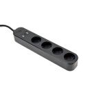 Gembird Pagarinātājs TSL-PS-S4U-01, 4 ligzdas, 3USB, 3680W, 240V, IP20, viedā kontakligzda