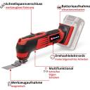 Einhell Power X-Change juhtmevaba multifunktsionaalne t&ouml;&ouml;riist TE-MG 18/1 Li-Solo, 18V, punane/must, 12-pin t&ouml;&ouml;riista hoidja