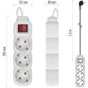Emos Pikendus P1321R, 1,5m, 3&times;2P+PE, 3680W, PVC, l&uuml;liti, laste kaitse