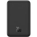 Baseus Magnetinis Mini Powerbank P10022107113-00, 5000 mAh, 20 W, USB Type C, juodas, belaidis įkrovimas, su indikatoriumi