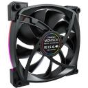 Montech Datora ventilators RX140PWMBLACK, 140mm, 540-1760RPM, 27.9dB, 90.5cfm, RGB apgaismojums, 4-pin PWM