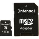 Intenso atminties kortelė microSDHC 3403470 16 GB, skaitymo greitis 20 MB/s, ra&scaron;ymo greitis 5 MB/s, klasė 4, juoda