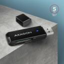 Axagon M&auml;lukaardi lugeja CRE-S2N USB 3.2 Gen 1, 2 pesa, 5000 Mbit/s, toetab MicroSD, SD, must