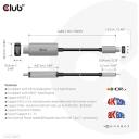 Club3D Видео кабель адаптер CAC-1587 USB Gen2 Type-C на HDMI 3м, 8K@60Hz, 4K@120Hz, HDR10+, DSC1.2