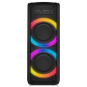 Nešiojamas Bluetooth garsiakalbis 100 W RMS galios su TWS ryšiu FM radiju USB microSD palaikymu ir RGB apšvietimu PS-710 Juodas SV-021696 SVEN