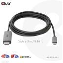 Club3D Видео кабель адаптер CAC-1587 USB Gen2 Type-C на HDMI 3м, 8K@60Hz, 4K@120Hz, HDR10+, DSC1.2