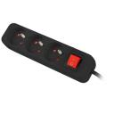 Lanberg pikendus PS1-03E-0300-BK, 3xCEE 7/5, 3 m, 2500 W, laste kaitse, must