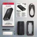 Axagon EEM2-40G USB-C 40 Gb/s M.2 NVMe SSD korpus, EEM2-40G, 40 Gb/s, alumiinium, passiivne jahutus, USB-C kaabel
