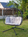 &Scaron;ūpuļkrēsls ar statīvu Rattan VILLA Bi 200x120x110cm 50329061 HAPPY GREEN