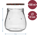 Перевернутая амфора 500 мл банка с &Oslash;82/6 цветной крышкой BROWIN 132526, стекло, 0.5 L