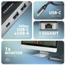 Axagon USB keskjaam HMC-6GLN 6in1, 1x HDMI, 1x RJ-45, 1x USB-C, 2x USB 5Gbps, 20 cm toitekaabel