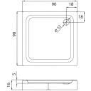 Showerstyle Душевой поддон Privia 7264105, 90 см x 90 см, 16 см, 5 см, акрил, квадратный, напольный, отдельно стоящий