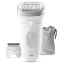 Braun Epilators SE7-041, balta, 40min, 4 uzgaļi, 40 pincetes, akumulators, sausā/mitrā epilācija, apgaismojums, ūdensizturīgs
