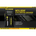 Nitecore Įkroviklis D2EU, 2 lizdai, suderinamas su Li-ion, Ni-MH, Ni-Cd, LCD ekranas, optimizuota įkrova