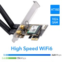 AirMax AX3000 WiFi 6 Bluetooth 5.0 PCIe Adapter Intel AX200 Dual Band 2 Antenas Melns Cudy WE3000