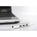 Digitus 3-port USB centrmezgls un Gigabit LAN adapteris DA-70250-1, 3xUSB 3.0, 1xRJ45, 1000 Mbps, plūsmas kontrole, WOL