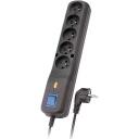 Lestar pārsprieguma aizsargs LV-530W 1966000415, 1,5 m, 230V, 10A, 5 kontaktligzdas, melns, slēdzis