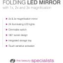 Rio Kokkuvolditav LED meigikpeegel MMFD-WH-EU/1,3, 2x/3x, USB 5V, 180&deg; p&ouml;&ouml;ratav, puutetundlik aktiveerimine