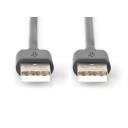 Digitus USB 2.0 savienojuma kabelis AK-300101-018-S, 1.8m, melns, veidots, 4 pin USB Type A - vīrie&scaron;u