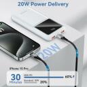 Vention Power Bank FHKW0 10000 mAh, 22.5 W, 2xUSB-A, 1xUSB-C, Micro USB, baltas