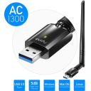 AirMax AC1300 Divu Joslu WiFi USB Adapteris USB 3.0 Antena Augsta Ienesība Melns Cudy WU1400