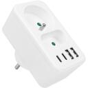Maclean sadalītājs MCE249 F/W, 100-240VAC, 50-60Hz, 2x kontaktligzda, 2xUSB-A, 2xUSB-C PD 20W, 6A, 16A, balts