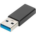 Digitus USB adapteris AK-300524-000-S, 3A, 5Gbps, 24 pin USB-C female, 4 pin USB Type A male, melns