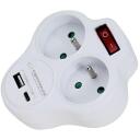 Esperanza sadalītājs ELK311W, 130g, 2 AC izejas, 1 USB 2.0, 3680W, 16A, 220-240V, 50Hz, balts
