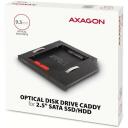 Axagon montavimo rėmas RSS-CD09 2,5" SATA SSD/HDD, 9,5 mm, aliuminis, LED, 0,066 kg
