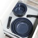 Russell Hobbs Pannu komplekts RH03321EU7, 20cm, 24cm, 28cm, 16cm, 18cm, 20cm, tum&scaron;i zils, alumīnijs, noņemami rokturi