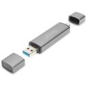Digitus m&auml;lukaardi lugeja DA-70886, 1xUSB 3.0, 1xUSB-C, 1xSD, 1xMicroSD, 5Gbps, 480Mbps, alumiinium, hall