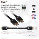 Club3D HDMI кабель на HDMI 1м CAC-1371, 48 Гбит/с, 10K 120Hz, 2.1, черный, прямой разъем, позолота
