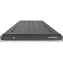 Digitus Fiksēts Montāžas Plaukts DN-97645, 1U, 600mm, 50kg, melns, regulējamas stiprinājuma sliedes