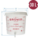 Fermentācijas spainis 30 L BROWIN 340450 ar uzdruku, krānu un plastmasas gaisa slēdzi