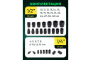 Trieciena muciņu komplekts 25 gab., ROCKFORCE, RF-50121K, 1/4" un 1/2", 6-gr.