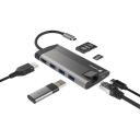 Natec USB-C Multiport Adapter NMP-1690, 0.15 m, 3x USB 3.0, HDMI 4K, RJ45, SD, microSD, USB-C PD