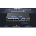 Ruijie RG-ES206GS-P | 6-Portu Gigabit Smart Cloud PoE Slēdzis — 6kV Pārsprieguma Aizsardzība, 12 Gbps Pārslēgšanas Jauda, Melns Dizains