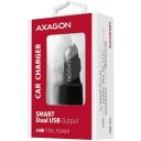 Axagon Auto Laadija PWC-5V5 24W, 2x USB-A 5V/2.4A, toiteadapter, 12-24V, must, kiire laadimine, OCP, OVP, OTP, OSP