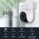 Ezviz H8C CS-H8C-3MP Wi-Fi Āra IP65 3MP 2K Gudrā Pan & Tilt 360 Kamera MicroSD / Nakts Redzamība Balta