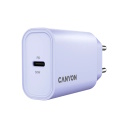 Compact wall USB charger with 30 W maximum power and 1×PD USB C port OnCharge 30CL Max Power 30W EU Purple CNE-CHA30CLPU CANYON