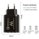 Maclean Laadija MCE479B, 3xUSB, QC 3.0 kiire laadimine, must