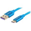 Lanberg USB Type-C kuni USB Type-A 2.0 kaabel, CA-USBO-22CU-0018-BL, 1.8 m, 480 Mbit/s, Sinine, QC 3.0, alumiiniumist pistikud