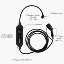 EV Charge kaasaskantav Type 2 laadija 5 m kaabliga, 3,6 kW, reguleeritav 6A–16A, ühefaasiline, IP65, must
