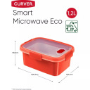Food container Steamer rectangle 1,2L Smart Eco Microwave 20,3x15,4x8,8cm red 0800939381 Curver