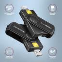 Axagon nutikas kaardilugeja CRE-SMP2A USB-C, USB 2.0, 4 pesa, microSD kaart, SIM, must, CE, RoHS